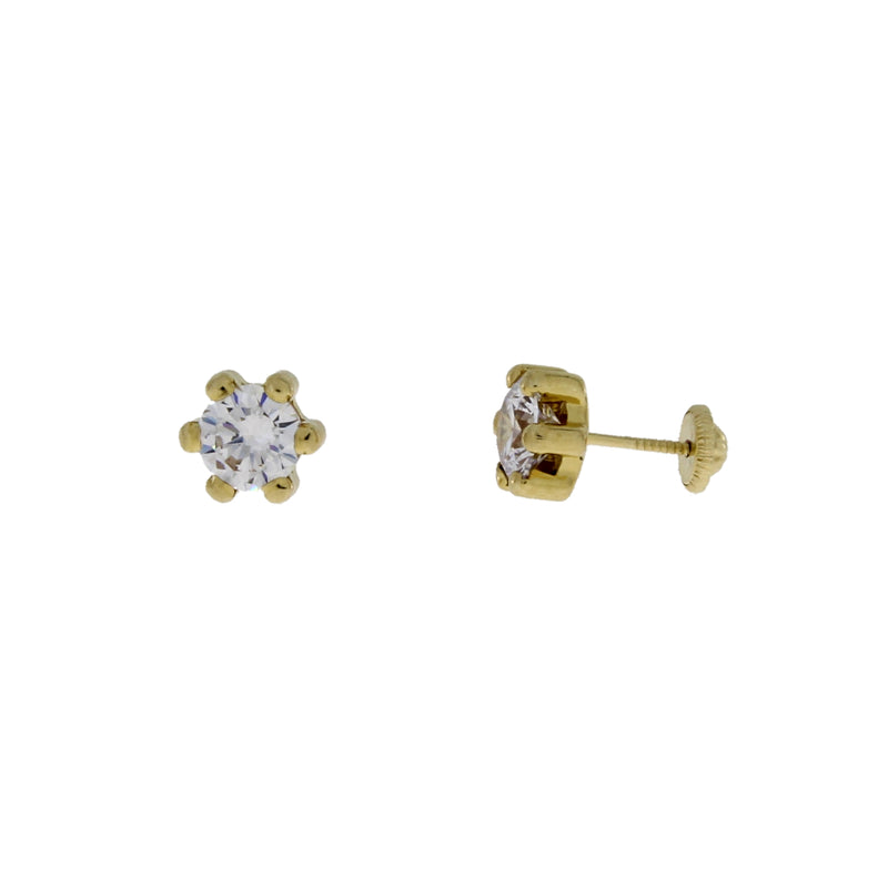 Genuine Cubic Zirconium Baby Earrings 14KT Yellow Gold