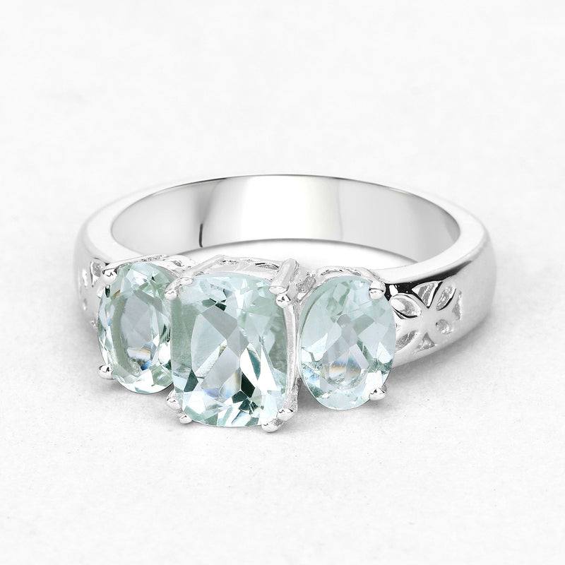 2.60 Carat Genuine Green Amethyst .925 Sterling Silver Ring