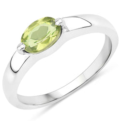 0.83 Carat Genuine Peridot .925 Sterling Silver Ring