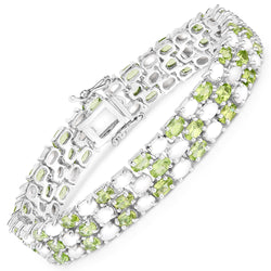 19.73 Carat Genuine Opal and Peridot .925 Sterling Silver Bracelet