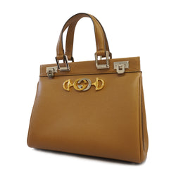 Auth Gucci 569712 Womens Leather Handbag Brown
