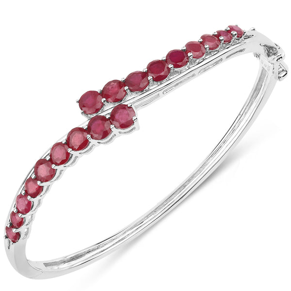 7.48 Carat Glass Filled Ruby Sterling Silver Bangle