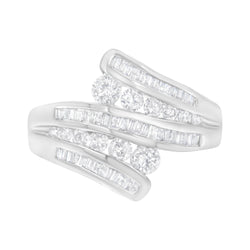 10K White Gold 1 ct TDW Diamond Bypass Ring (I-JSI2-I1)