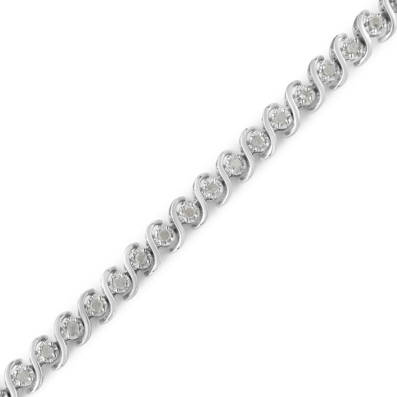 .925 Sterling Silver 1.0 Cttw Round Miracle-Set Diamond 7" Tennis Bracelet (I-J Color, I3 Clarity)