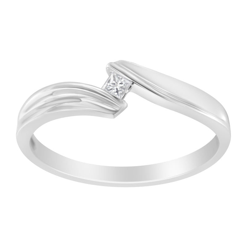 14K White Gold 1/20ct TDW Princess cut Diamond Promise Ring (H-IVS2-SI1)