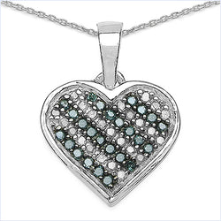 0.25 Carat Genuine Blue Diamond & White Diamond .925 Sterling Silver Pendant