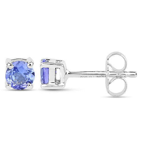 0.70 Carat Genuine Tanzanite .925 Sterling Silver Earrings