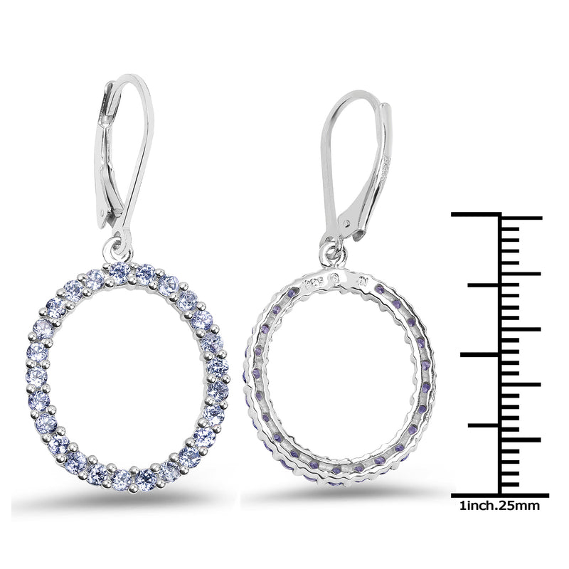 1.75 Carat Genuine Tanzanite .925 Sterling Silver Earrings