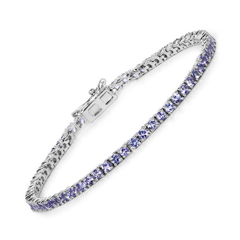 4.34 Carat Genuine Tanzanite .925 Sterling Silver Bracelet