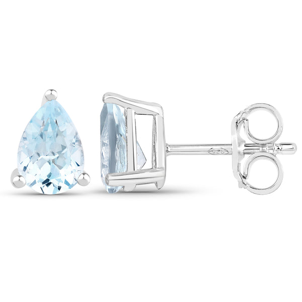 1.64 Carat Genuine Blue Topaz .925 Sterling Silver Earrings