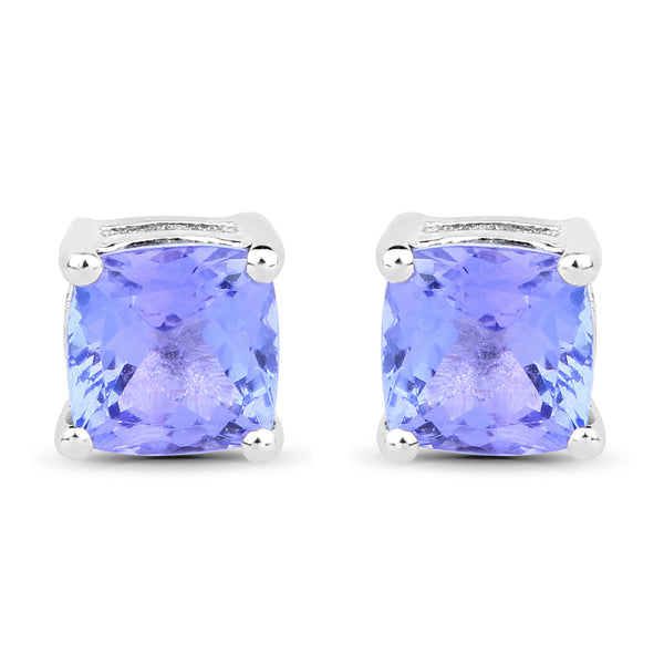 1.10 Carat Genuine Tanzanite .925 Sterling Silver Earrings