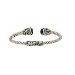 Amethyst Bangle Bracelet Sterling Silver 18KT Gold