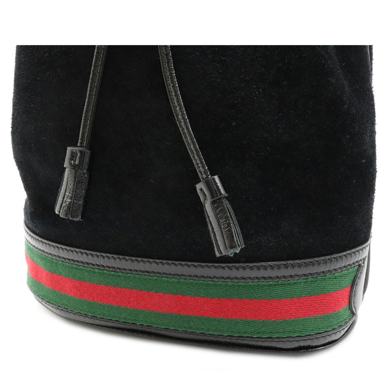 Gucci Ophidia Small Bucket Bag Webline Handbag 2WAY Shoulder Drawstring Suede Leather Black 550621