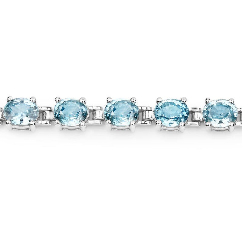 16.80 Carat Genuine Blue Zircon .925 Sterling Silver Bracelet