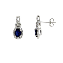 1.47ct Sapphire Diamond Earrings 14KT White Gold