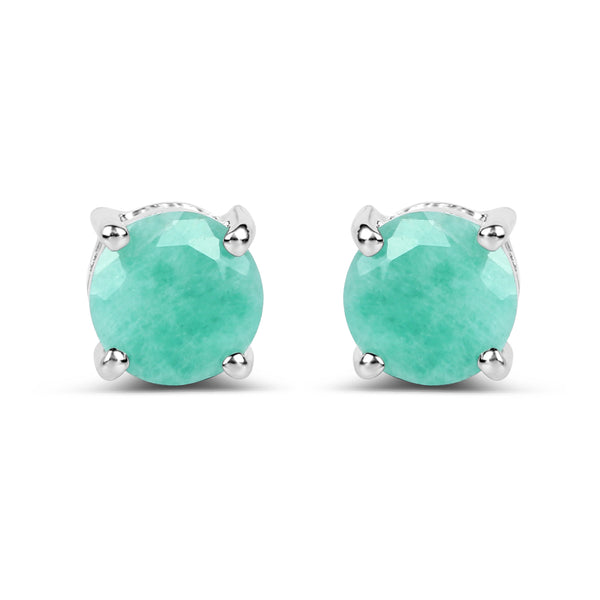 1.50 Carat Genuine Emerald .925 Sterling Silver Earrings