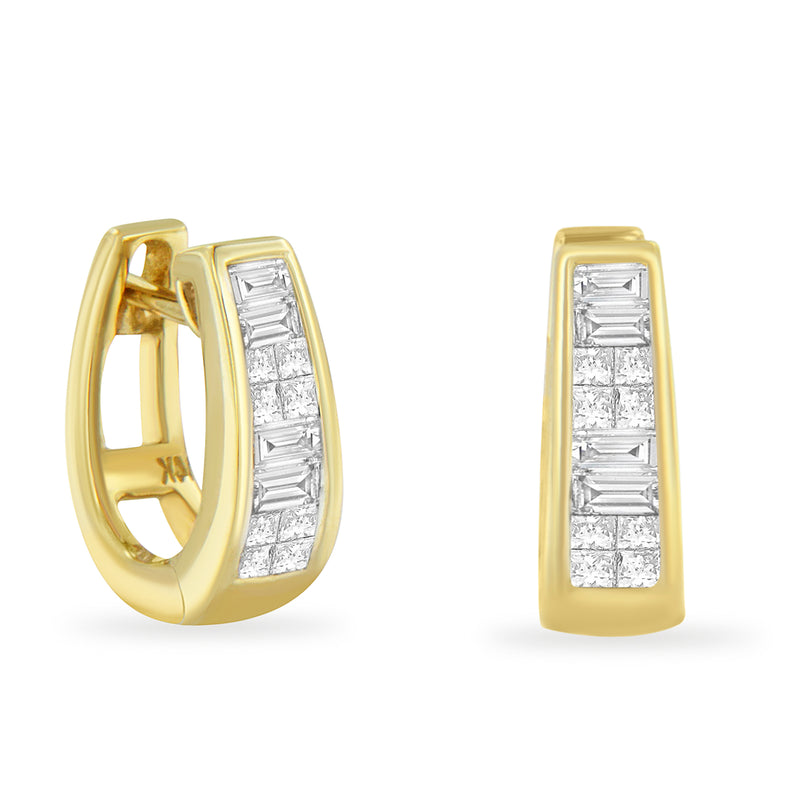 14k Yellow Gold 1/2ct TDW Princess and Baguette Diamond Earrings (I-J,VS1-VS2)