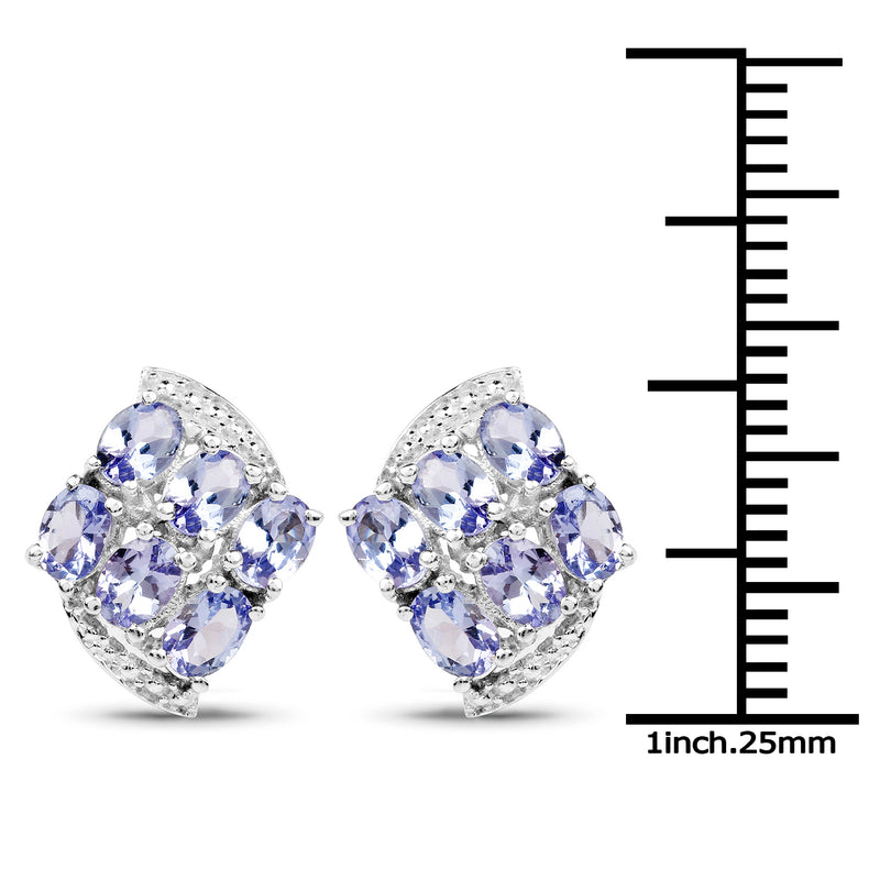 2.04 Carat Genuine Tanzanite .925 Sterling Silver Earrings