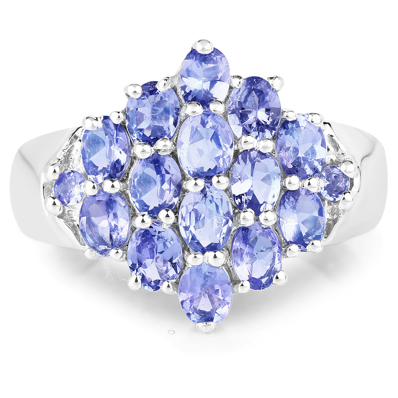 2.45 Carat Genuine Tanzanite .925 Sterling Silver Ring