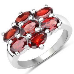 3.57 Carat Genuine  Garnet .925 Sterling Silver Ring