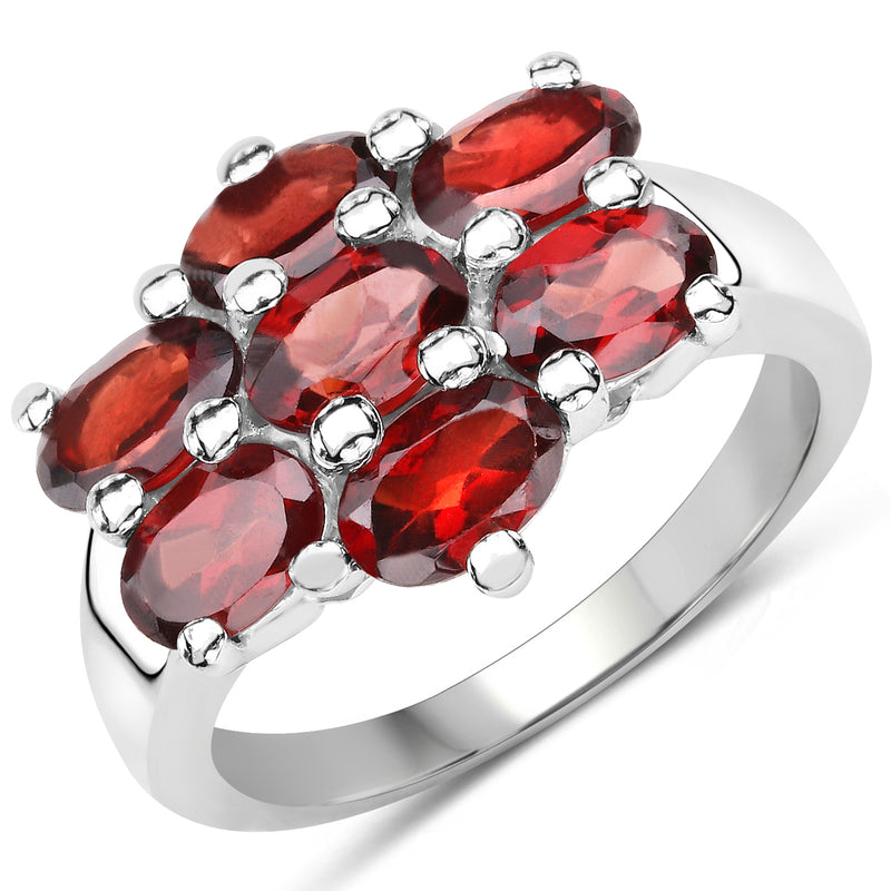 3.57 Carat Genuine  Garnet .925 Sterling Silver Ring