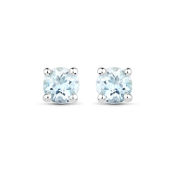 0.46 Carat Genuine Aquamarine .925 Sterling Silver Earrings