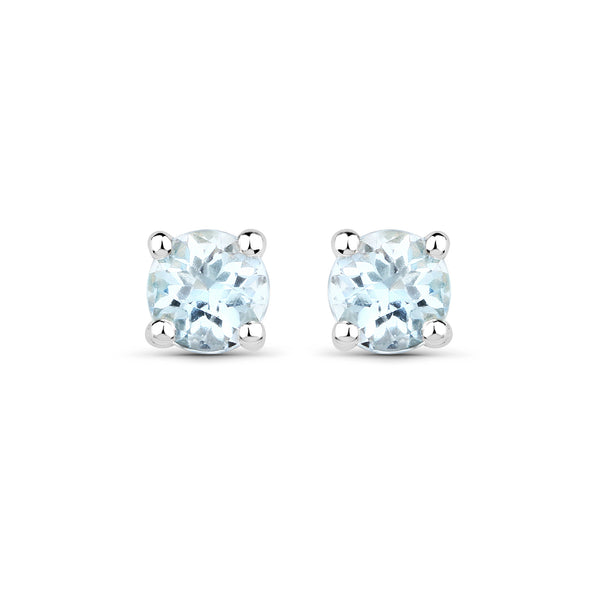 0.46 Carat Genuine Aquamarine .925 Sterling Silver Earrings