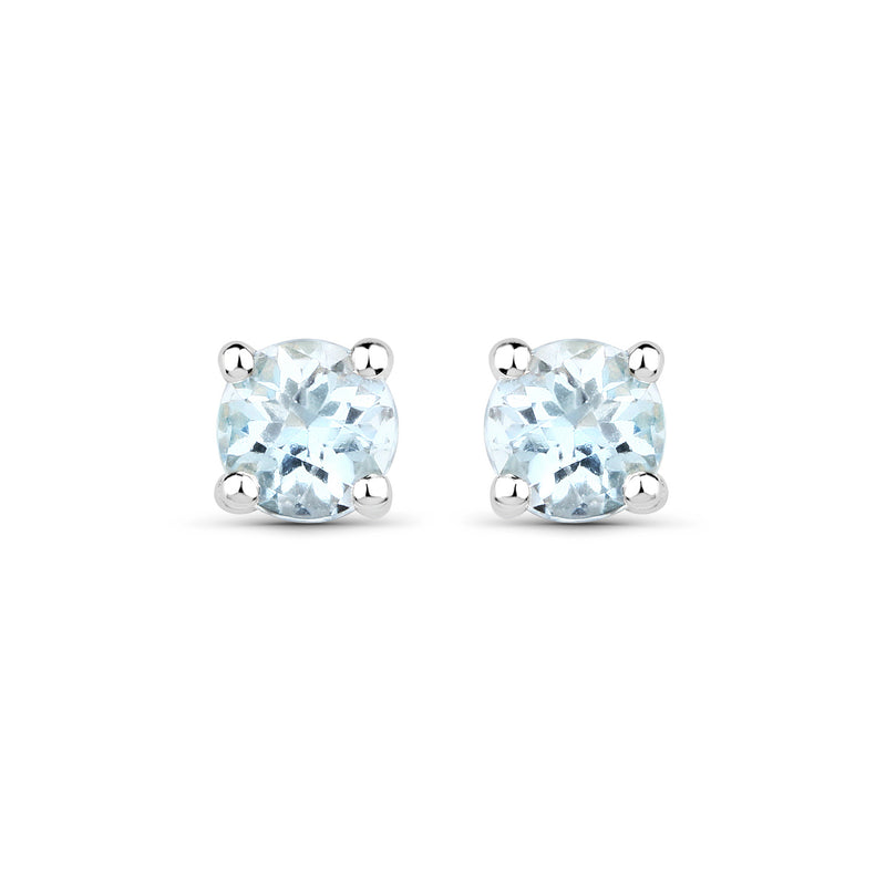 0.46 Carat Genuine Aquamarine .925 Sterling Silver Earrings