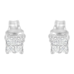 Sterling Silver Princess-Cut Composite Diamond Stud Earring (1/4 cttw I-J Color I3 Clarity)