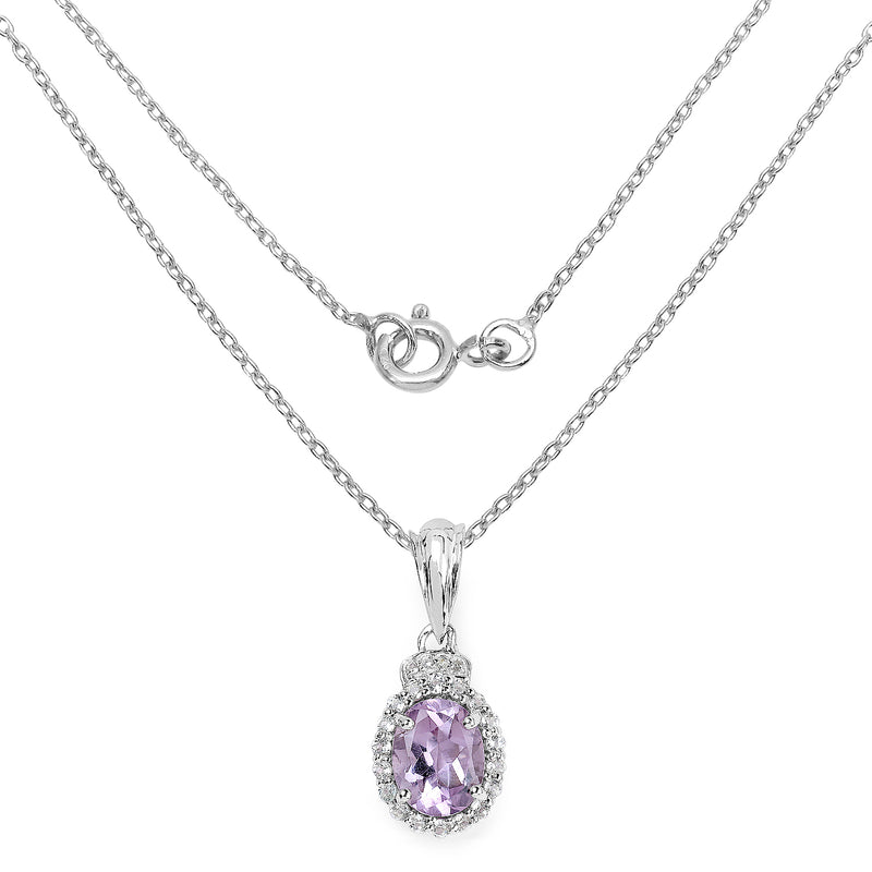 2.02 Carat Genuine Amethyst and White Topaz .925 Sterling Silver Pendant