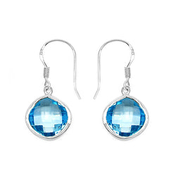 14.94 Carat Genuine Blue Topaz .925 Sterling Silver Earrings