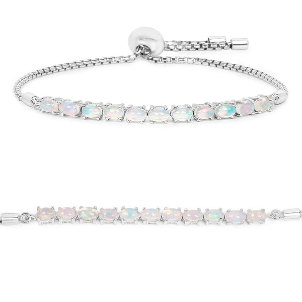 1.65 Carat Genuine Ethiopian Opal Sterling Silver Bracelet