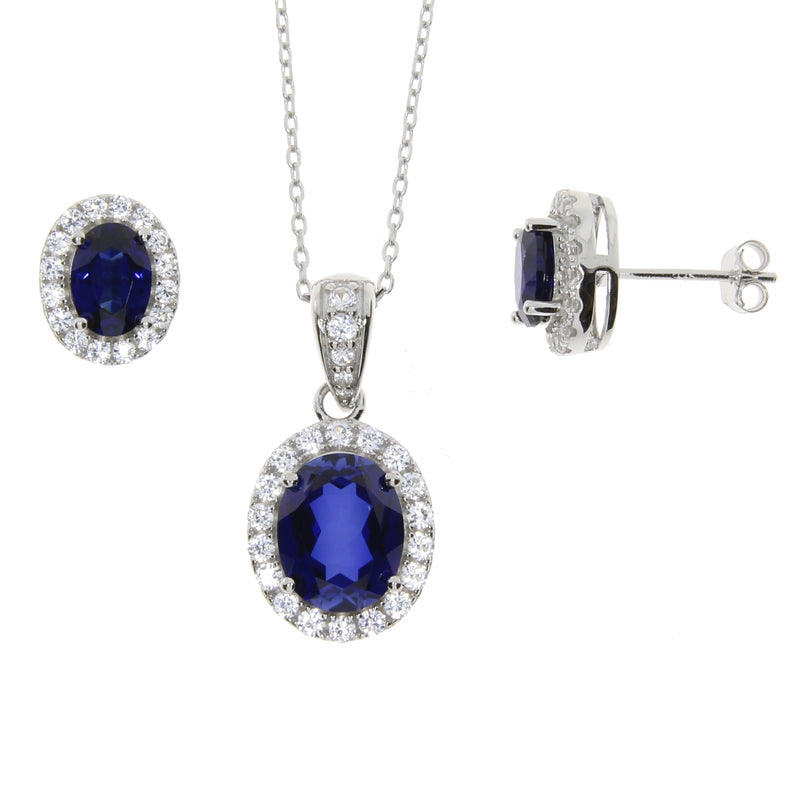 4.65ct Created Sapphire Jewelry sets Sterling Silver