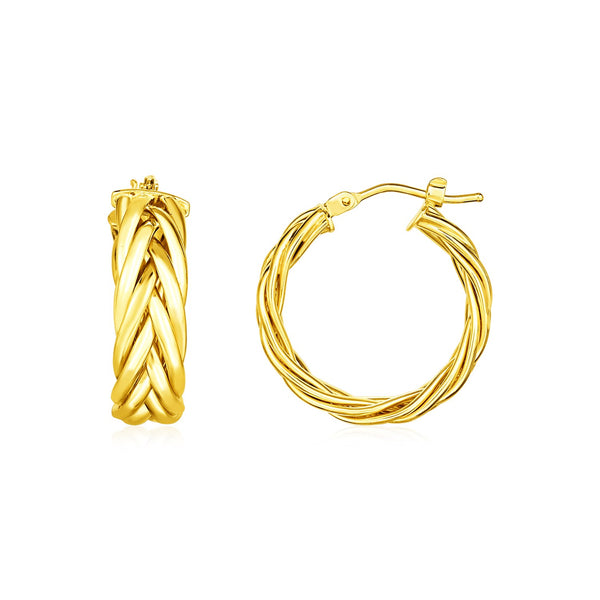 14k Yellow Gold Braided Hoop Earrings