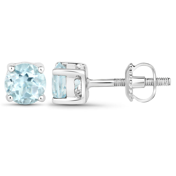 1.20 Carat Genuine Blue Topaz .925 Sterling Silver Earrings