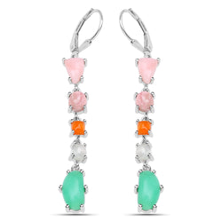 8.78 Carat Genuine Multi Stone .925 Sterling Silver Earrings