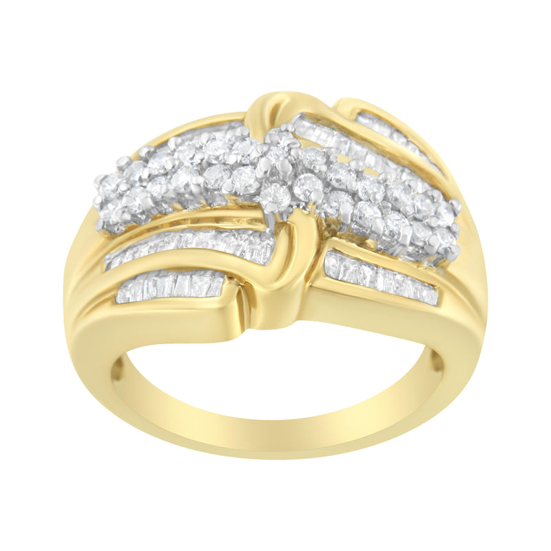 10K Yellow Gold 1ct TDW Diamond Modern Band Ring (H-II1-I2)