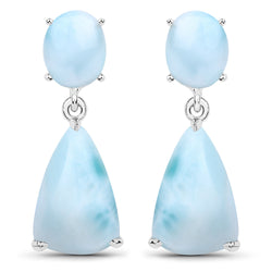 11.54 Carat Genuine Larimar .925 Sterling Silver Earrings