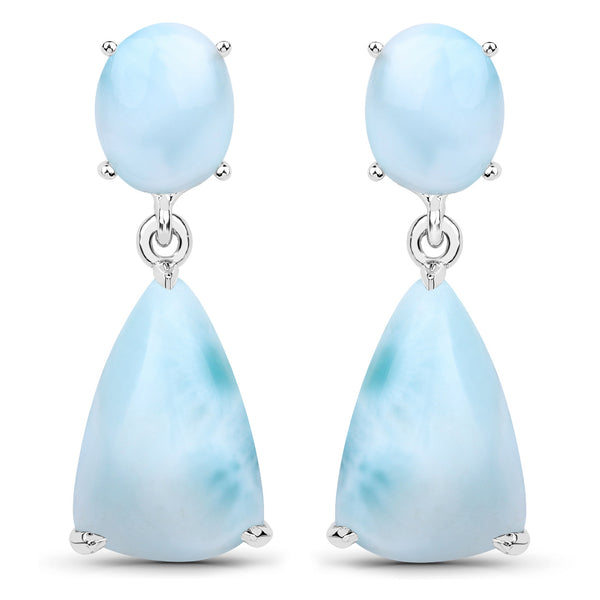 11.54 Carat Genuine Larimar .925 Sterling Silver Earrings