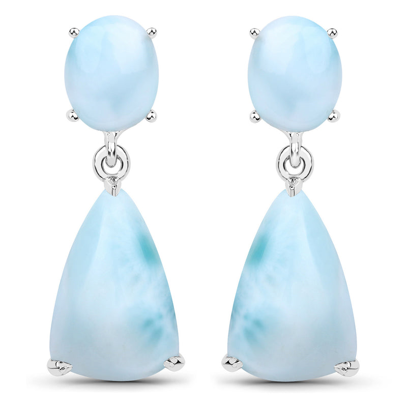 11.54 Carat Genuine Larimar .925 Sterling Silver Earrings