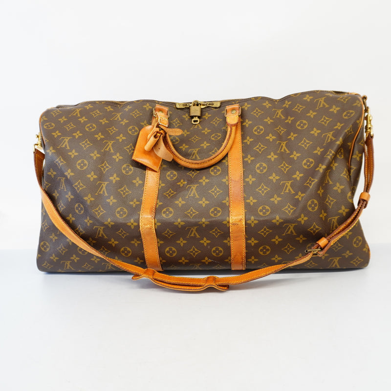 Auth Louis Vuitton Boston Bag Monogram Keepall Bandolier 60 M41412 Unisex