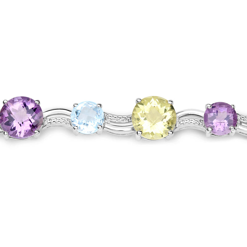 26.43 Carat Genuine Multi Stone .925 Sterling Silver Bracelet