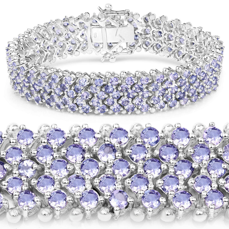 14.70 Carat Genuine Tanzanite .925 Sterling Silver Bracelet