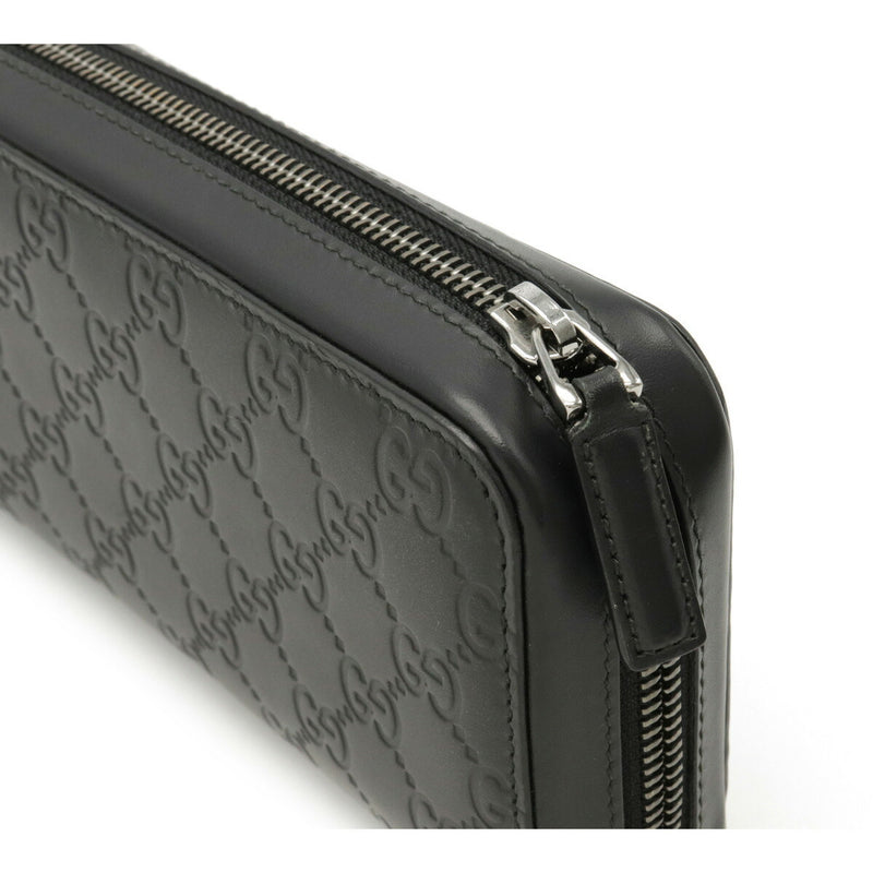 Gucci Shima Round Wallet Travel Case Leather Black 278635