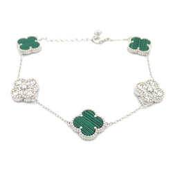 Malachite Cubic Zirconia Bracelet Sterling Silver