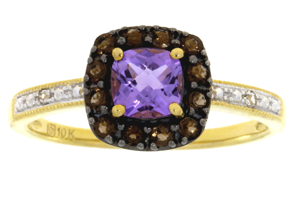 .54ct Amethyst White Sapphire Ring 10KT Yellow Gold