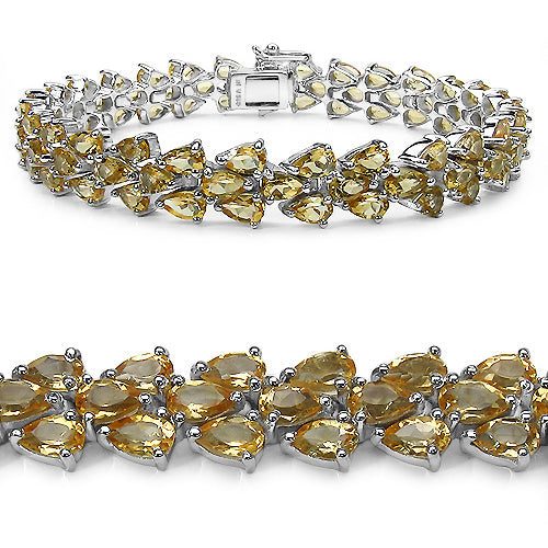 18.26 Carat Genuine Citrine .925 Sterling Silver Bracelet