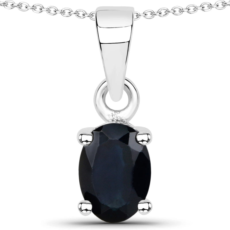 0.95 Carat Genuine Blue Sapphire .925 Sterling Silver Pendant