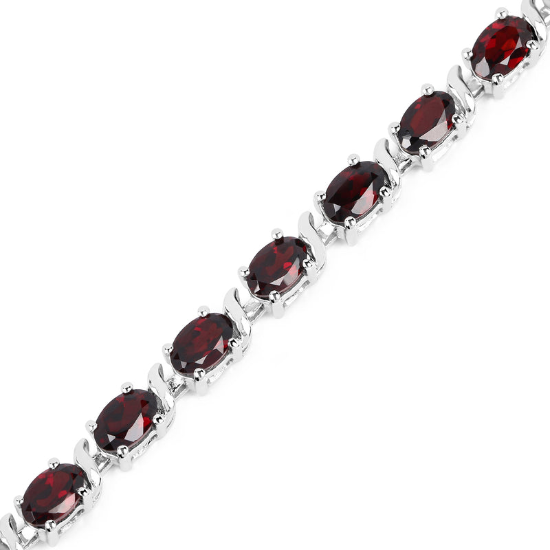 14K White Gold Plated 12.24 Carat Genuine Garnet Sterling Silver Bracelet