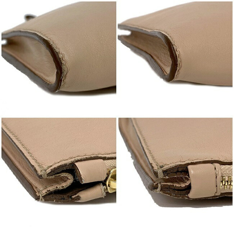 Stella McCARTNEY Clutch Bag Beige 502892 W892 6802 Leather with Strap STELLA Punching Mini Soft Pouch